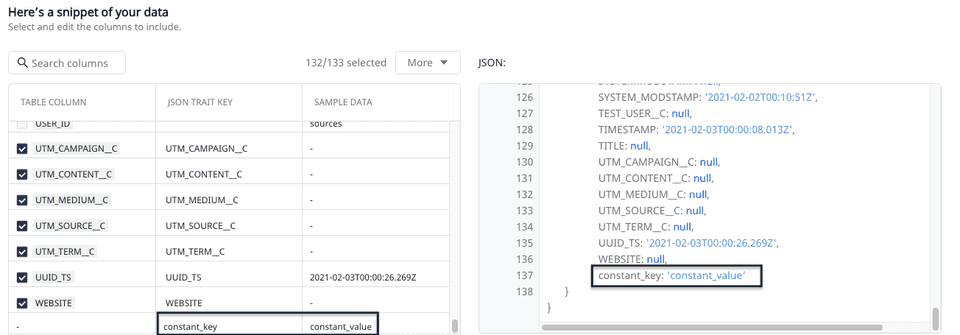 add constant in json