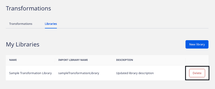 Deleting a library